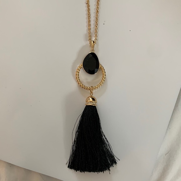 LILLY PULITZER BLACK TASSLE NECKLACE